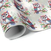 Kleurrijk kerstuil vakantie inpakpapier (Rol Hoek)