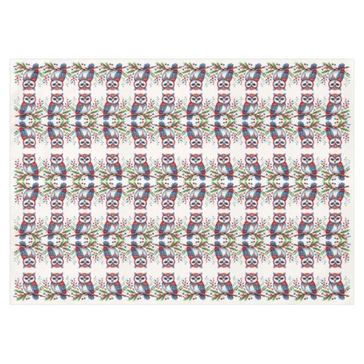 Kleurrijk kerstuil vakantie tafelkleed (Voorkant (Horizontaal))