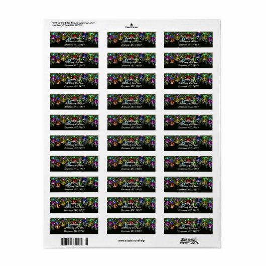 Kleurrijk kerstversieringsadres etiket (Full Sheet)