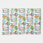 Kleurrijk keukengereedschap Doodle Pattern Theedoek (Horizontaal)