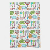Kleurrijk keukengereedschap Doodle Pattern Theedoek (Verticaal)