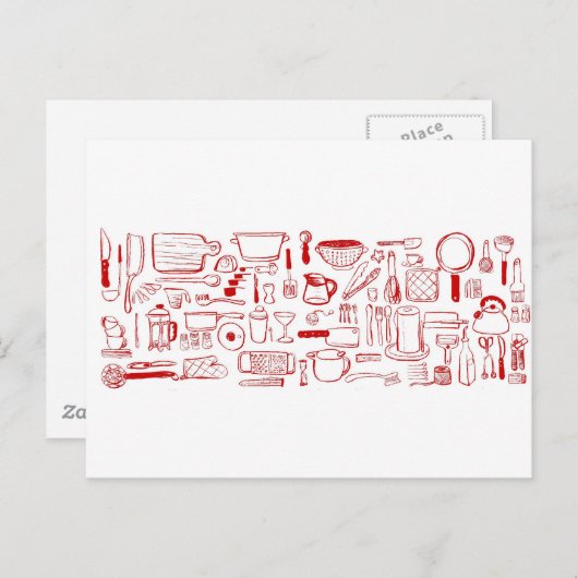 Kleurrijk keukenpatroon briefkaart (Voorkant / Achterkant)