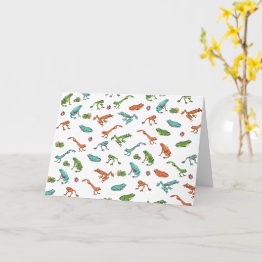 Kleurrijk kikkerpatroon kaart (Gele Bloem)