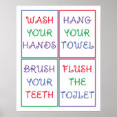 Kleurrijk Kind badkamer wand Poster (Voorkant)