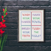 Kleurrijk Kind badkamer wand Poster