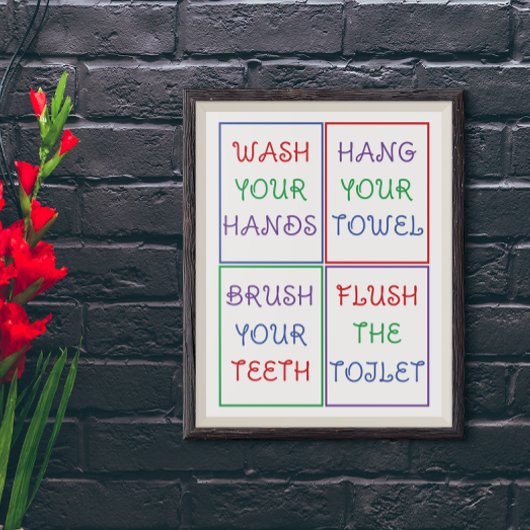 Kleurrijk Kind badkamer wand Poster