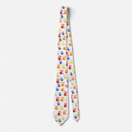 Kleurrijk Kind Handdruk Stropdas voor Docenten