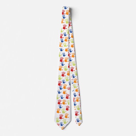 Kleurrijk Kind Handdruk Stropdas voor Docenten (Voorkant)