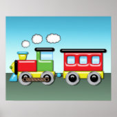 Kleurrijk Kind;s Locomotief & Caboose Poster (Voorkant)