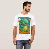 Kleurrijk kinderontwerp van een baby-dinosaurus. t-shirt (Voorkant volledig)