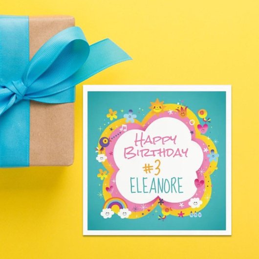 Kleurrijk Kind's Custom Verjaardagsfeestje Servet