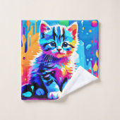 Kleurrijk kittenontwerp bad handdoek (Wasdoekje)