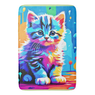 Kleurrijk kittenontwerp badmat