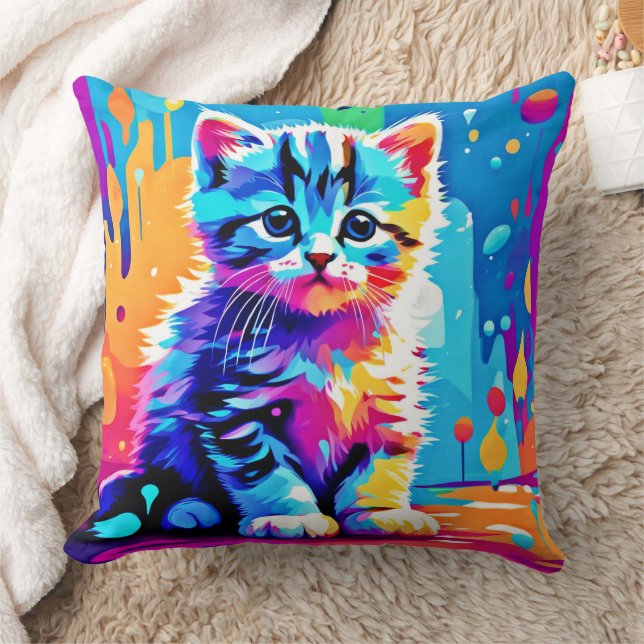 Kleurrijk kittenontwerp kussen (Deken)