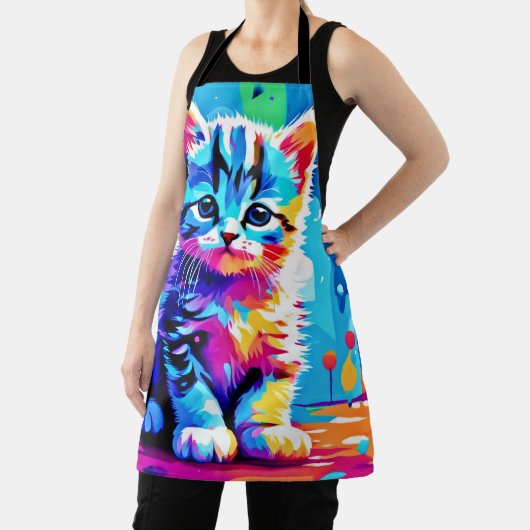 Kleurrijk kittenontwerp schort (Insitu)