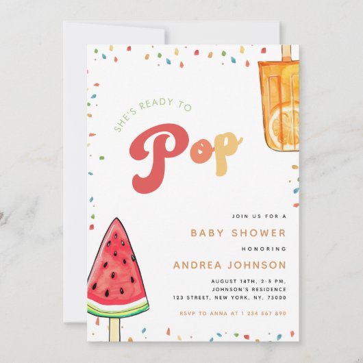 Kleurrijk Klaar voor Pop Popsicle Zomer Baby showe Kaart (Voorkant)