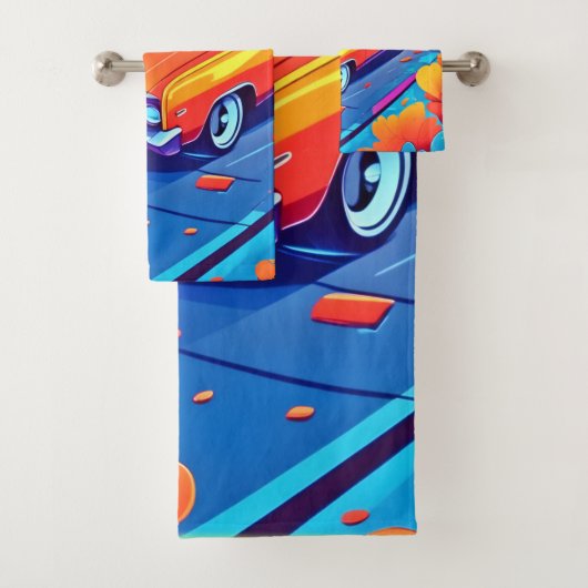 Kleurrijk Klassiek Autodesign Bad Handdoek (Insitu)