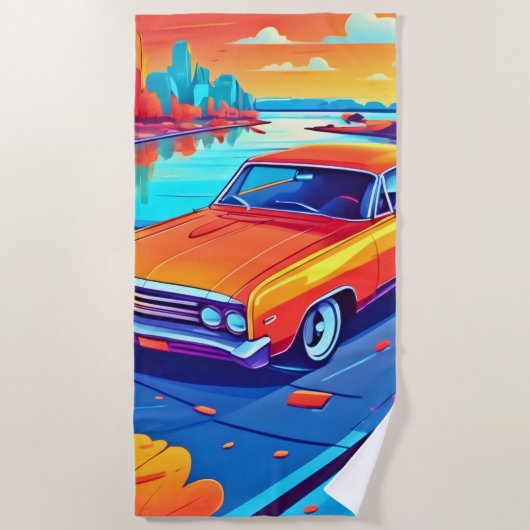 Kleurrijk Klassiek Autodesign Strandlaken (Voorkant)