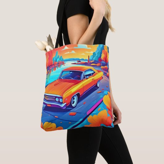 Kleurrijk Klassiek Rit Ontwerp Tote Bag (Dichtbij)