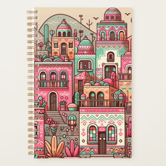 Kleurrijk klein dorp planner (Voorkant)