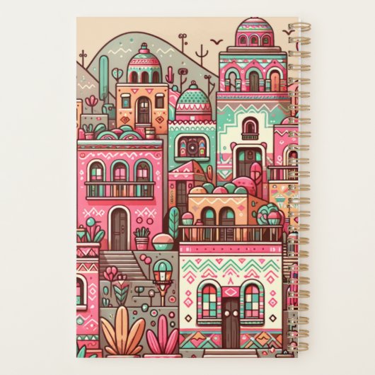 Kleurrijk klein dorp planner (Achterkant)