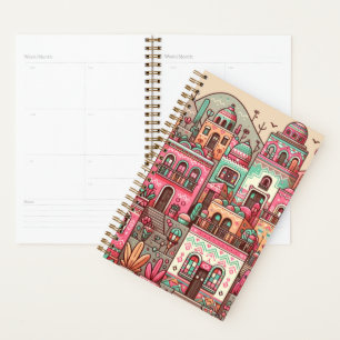 Kleurrijk klein dorp planner