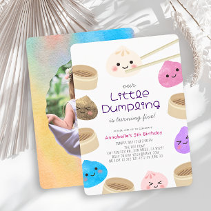 Kleurrijk Klein Dumpling Kawaii Verjaardagsfoto Kaart