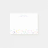 Kleurrijk klein hart met Kinder naam Post-It Notes (Voorkant)