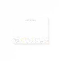 Kleurrijk klein hart met Kinder naam Post-It Notes