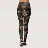 Kleurrijk Klein Polka Dot Patroon op Zwart Leggings (Achterkant)