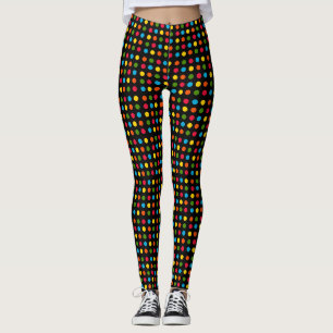 Kleurrijk Klein Polka Dot Patroon op Zwart Leggings