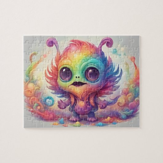 Kleurrijk klein Schattige monster Legpuzzel (Horizontaal)