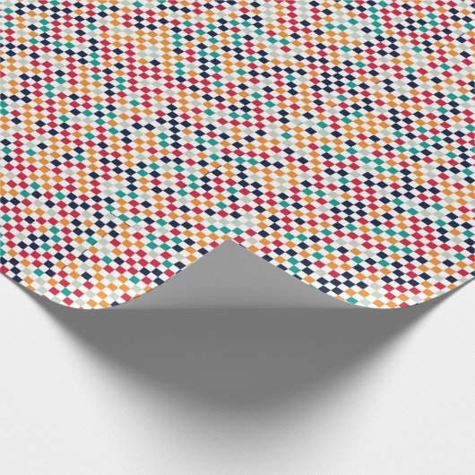 Kleurrijk klein vierkant geometrisch patroon cadeaupapier (Hoek)