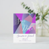Kleurrijk Kleurblok Paarse Save the Date Briefkaar Briefkaart (Staand voorkant)