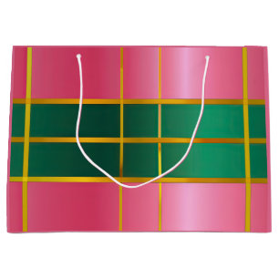 Kleurrijk kleurblok roze & groen groot cadeauzakje