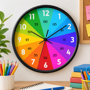Kleurrijk Klok Leren Lezen Tijd Kinderen