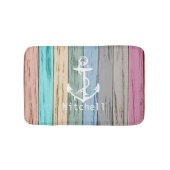 Kleurrijk knoeihout Nautische strips en anker Badmat (Voorkant)