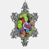 Kleurrijk knoppatroon kerstversiering tin sneeuwvlok ornament (Links)