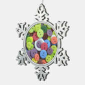 Kleurrijk knoppatroon kerstversiering tin sneeuwvlok ornament (Rechts)