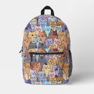 Kleurrijk Knuffel Kat Menigte Patroon Whimsical Ka Bedrukte Rugzak
