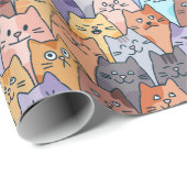 Kleurrijk Knuffel Kat Menigte Patroon Whimsical Ka Cadeaupapier (Rol Hoek)