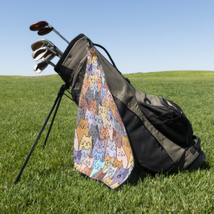 Kleurrijk Knuffel Kat Menigte Patroon Whimsical Ka Golfhanddoek