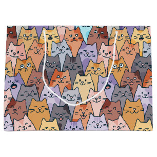 Kleurrijk Knuffel Kat Menigte Patroon Whimsical Ka Groot Cadeauzakje