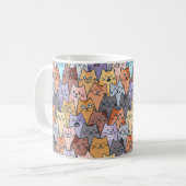 Kleurrijk Knuffel Kat Menigte Patroon Whimsical Ka Koffiemok (Voorkant links)