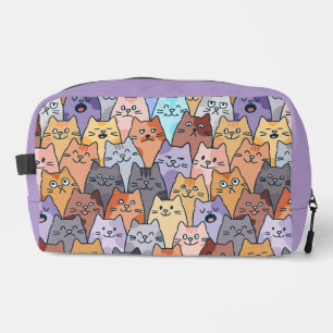 Kleurrijk Knuffel Kat Menigte Patroon Whimsical Ka Toilettasje