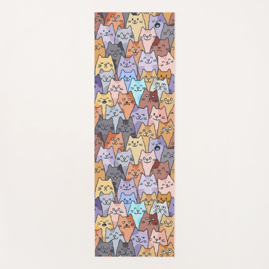 Kleurrijk Knuffel Kat Menigte Patroon Whimsical Ka Yogamat (Voorkant)