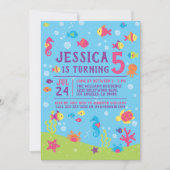 Kleurrijk Knuffel Onder Zee Kinderverjaardagsfeest Kaart (Voorkant)