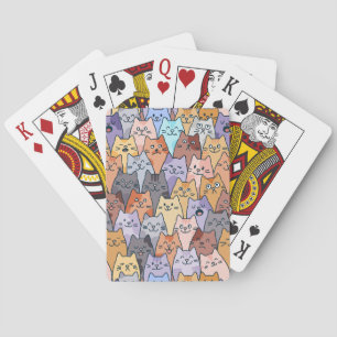 Kleurrijk Knuffelig Kat Menigte Patroon Whimsical  Pokerkaarten