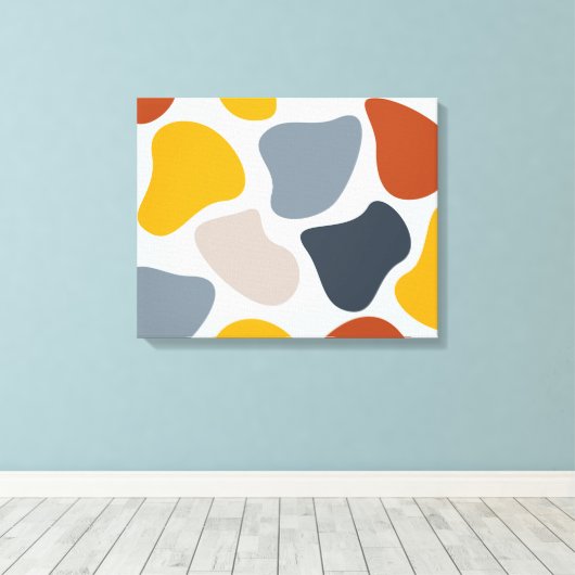 Kleurrijk, koel, trendy, modern organisch geometri canvas afdruk (Insitu (Houten vloer))