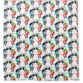 Kleurrijk Kokopelli hartpatroon Douchegordijn (Voorkant)